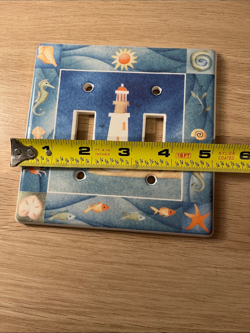 Signed Schaller’s Place Lighthouse Ceramic Double Switch Plate Cover - Picture 6 of 7